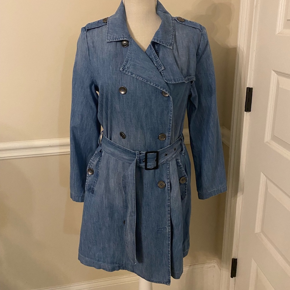 Max Jean trench jacket blue jean with belt size M. NEW